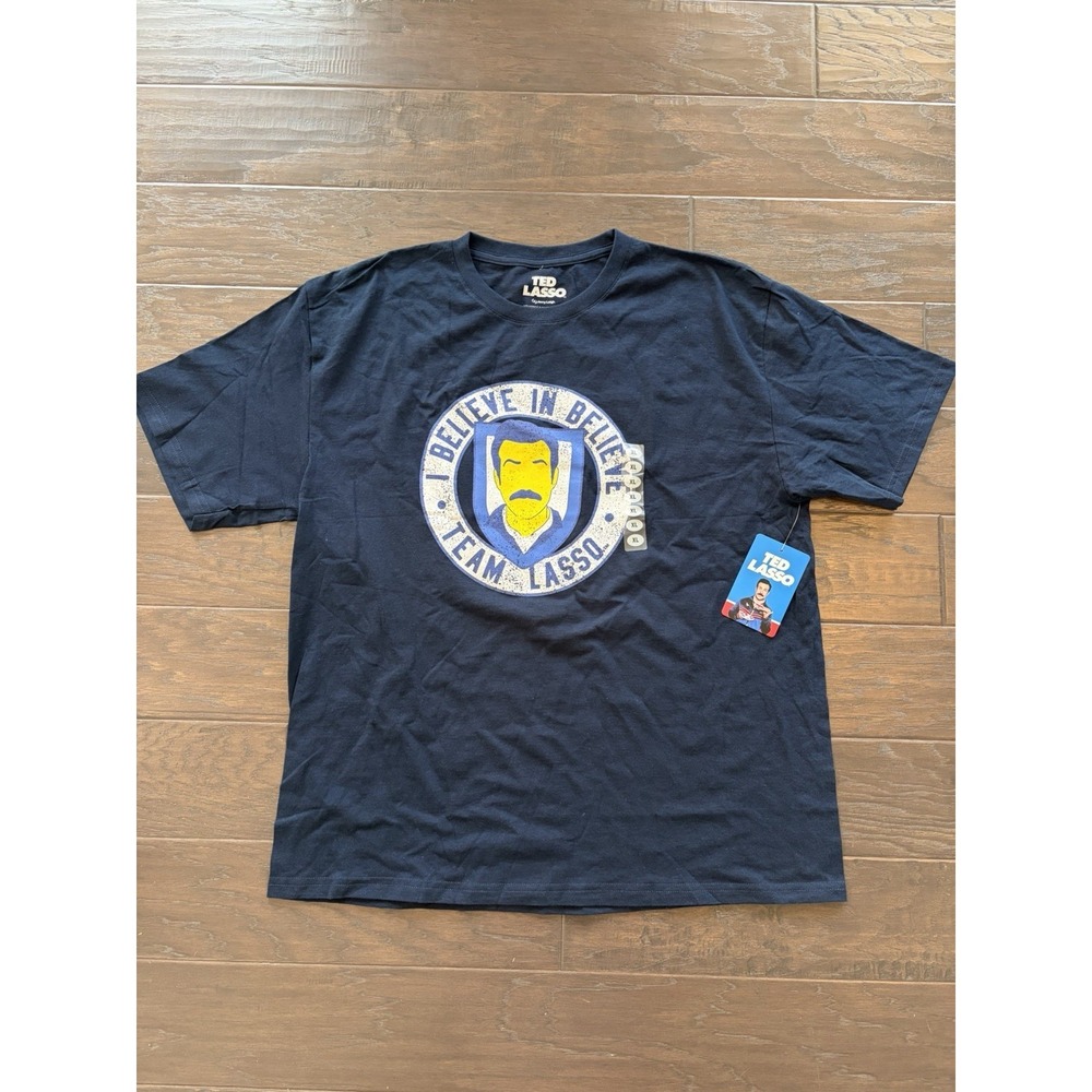 Ted Lasso Mens I Believe In Believe Team Lasso Graphic T-Shirt Navy XL AB1010